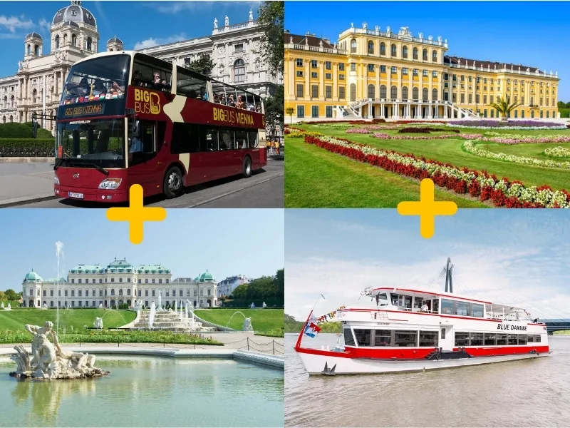 Vienna 4-Attraction Pass: Schönbrunn, Belvedere, Big Bus & Danube River Cruise